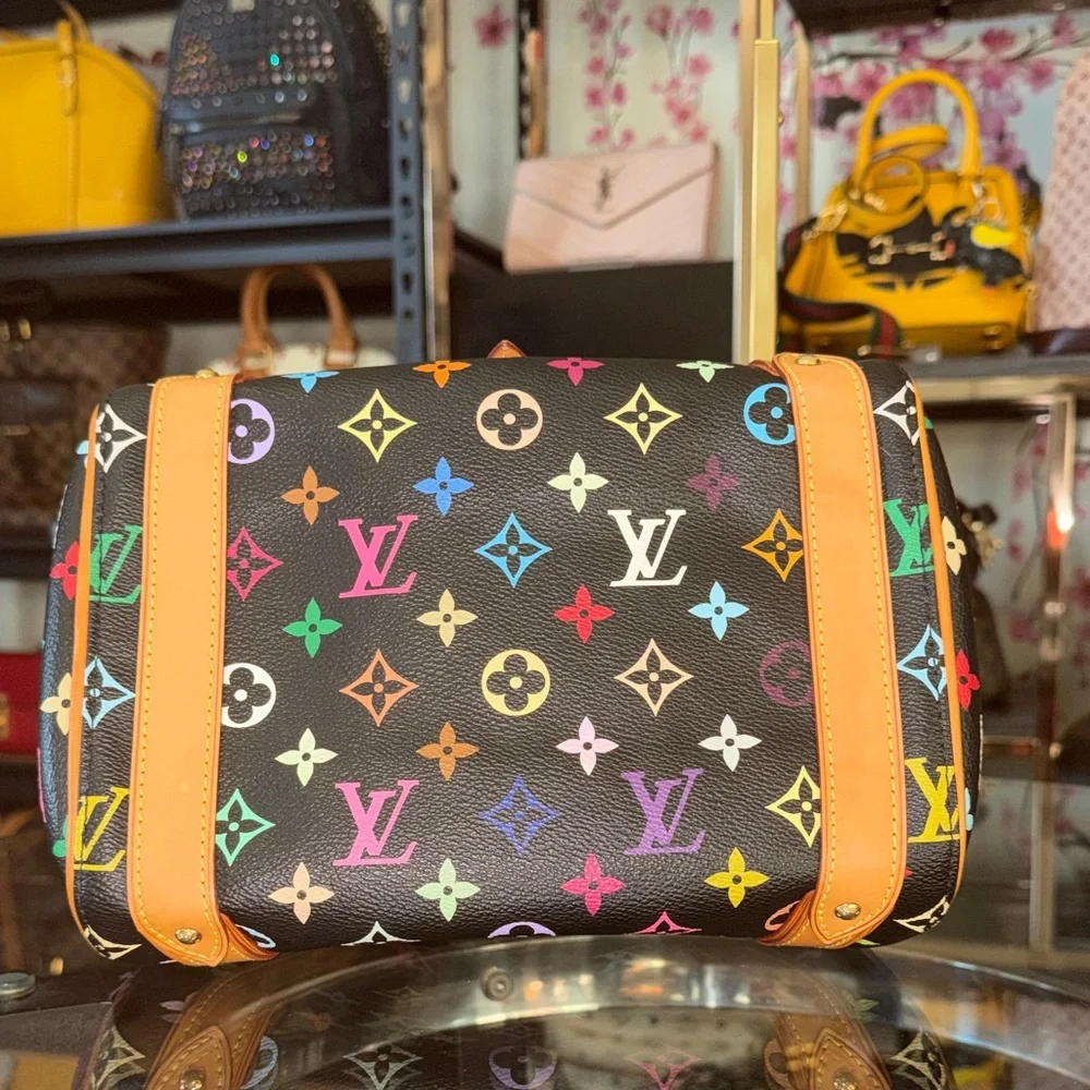 Louis Vuitton Black Murakami Priscilla Mono Canvas Satchel with Tan Trim - Picture 6 of 6